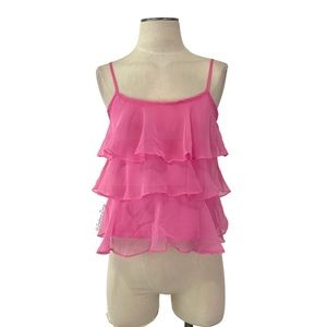 Anne Charles- Vintage Bright Pink Chiffon Tiered Cami Size Medium.
